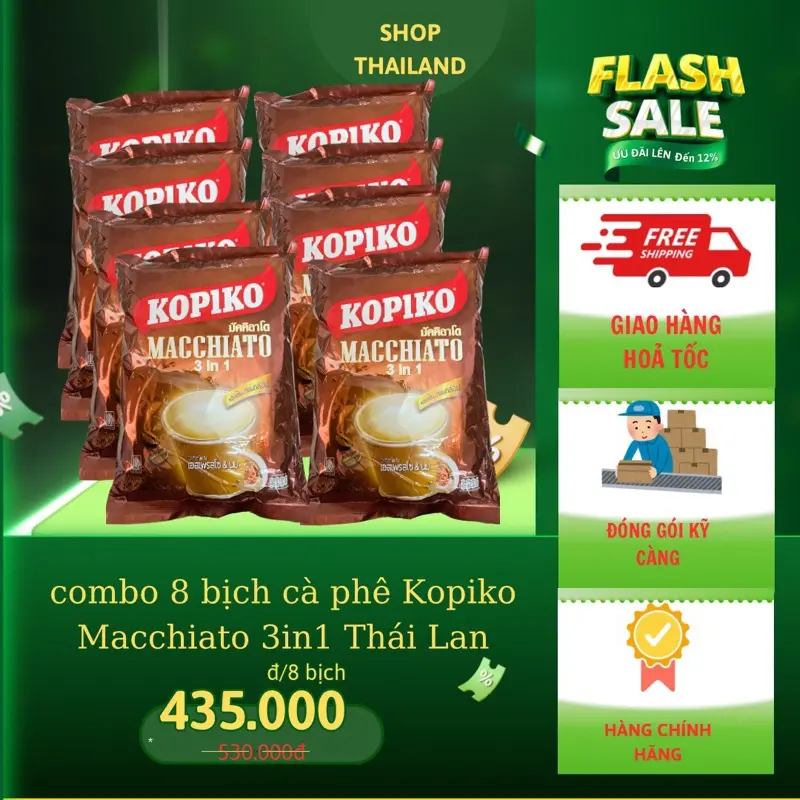 Combo 6,7,8 bịch cà phê kopiko Thái Lan 480g x 20 gói coffee