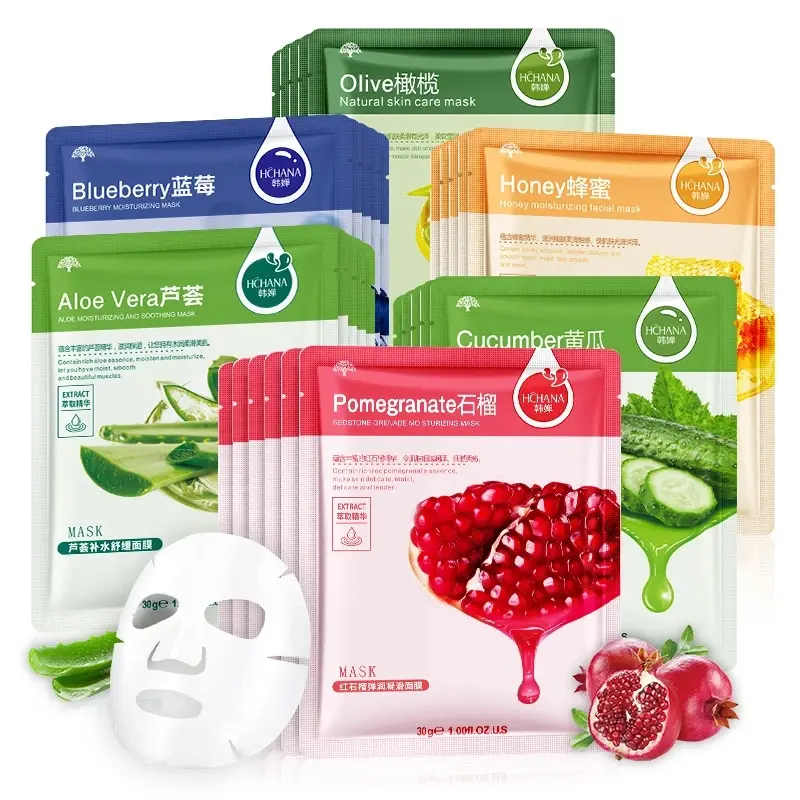 Natural Plant Facial Mask Moisturizing Oil Control Fruit Aloe Korean Sheet Face Mask Beauty Skin Care Prodcuts