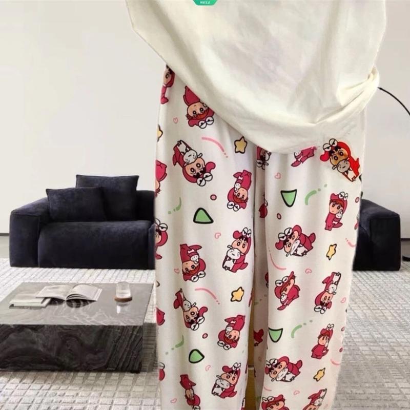 Quần Ngủ Dài Mặc Nhà Chất Mỏng Mát In Hình Shin Khủng Long Siêu Yêu Dành Cho Nữ hoạt hình Women Áo