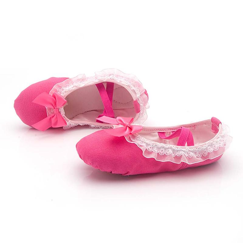 Kid Girls Children Ballet Dance Shoes Women Adult Lace Bow-knot Canvas Soft Sole Ballet Shoes Ballet Slippers #450456 5