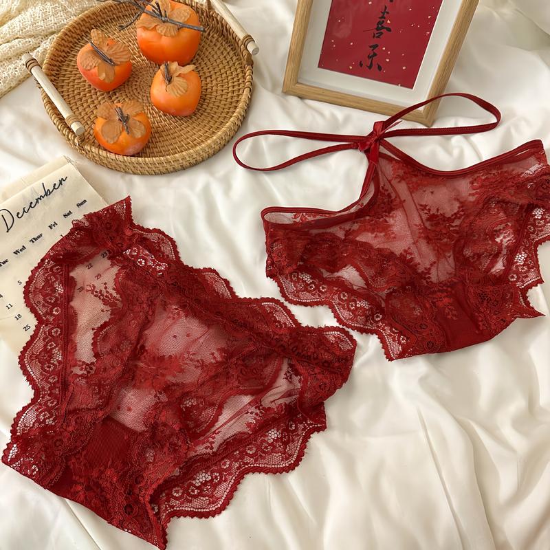 A19 - Set 4 Quần Lót Đỏ 4 Mẫu Khác Nhau Nữ Ren Women quanchip