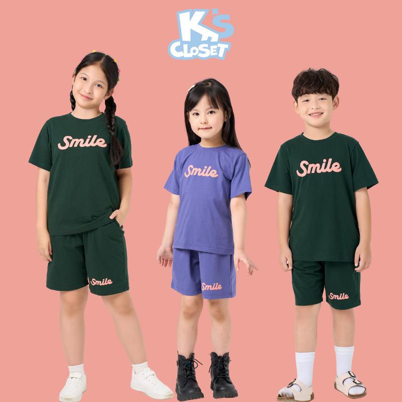 K's Closet - Bộ Quần Áo Cộc Tay Chất Liệu Vải Cotton Hình In Chữ Cho Bé Trai Và Bé Gái (2-10 tuổi) từ 10kg - 55kg KT333FOS