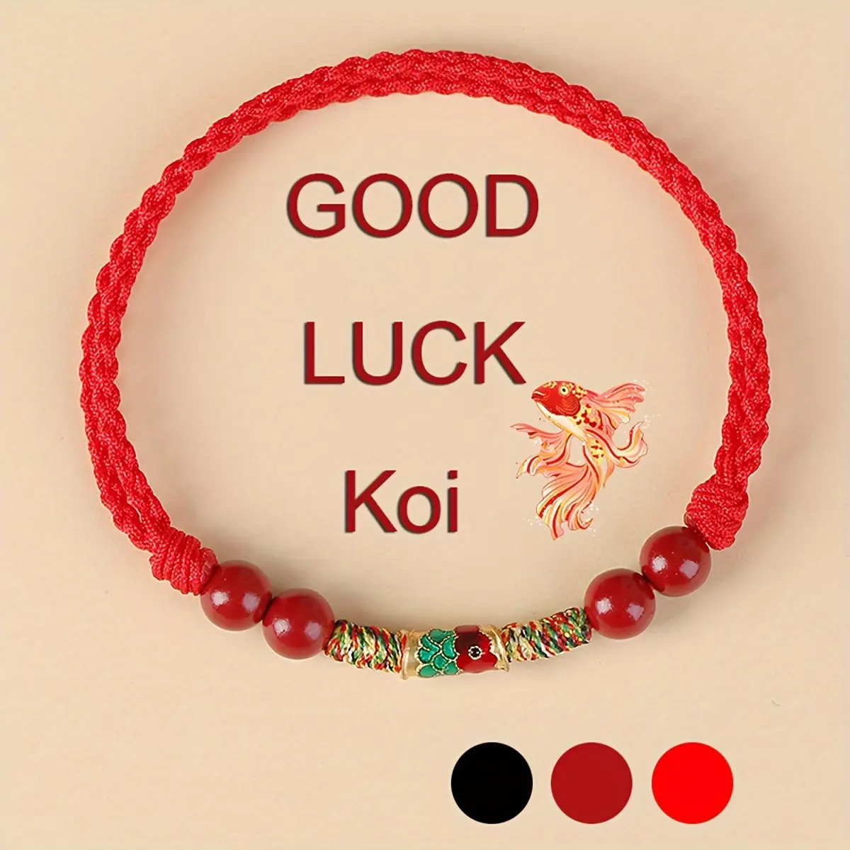 1pc Lucky Koi Bracelet - Birthday Gift - Red Rope Woven Bracelet for Good Luck and Prosperity