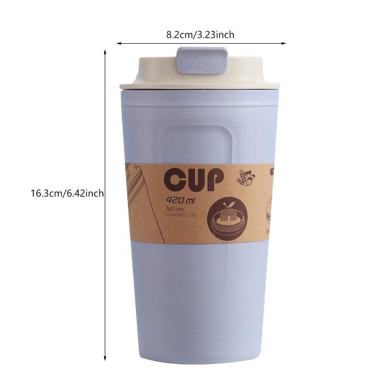 Bamboo Fiber Water Bottle, 1 Count Portable Water Cup with Straw, Leak-proof Drinking Cup for Home & Office & School 2