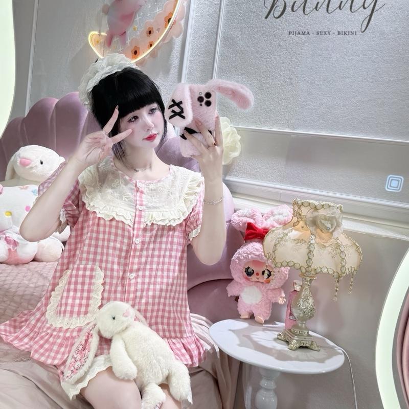 Bộ Kẻ Hồng Cổ Chun Cute Thô Mềm Qccc 0