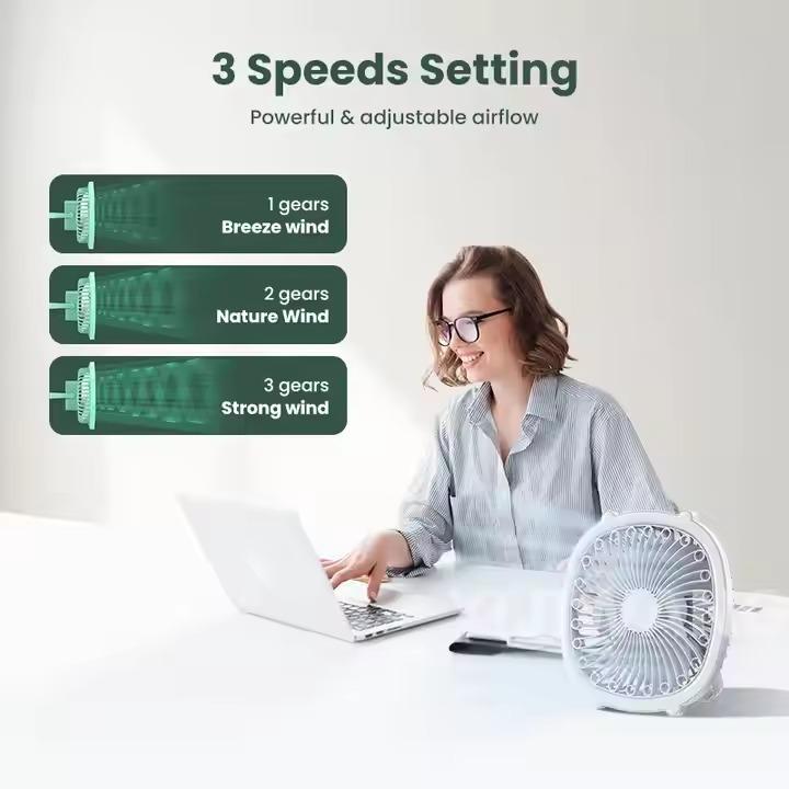 Kipas Angin Portable 4in1 Dengan Lampu LED Kipas Angin Lipat USB Kipas Duduk Multifungsi Kipas Gantung 4