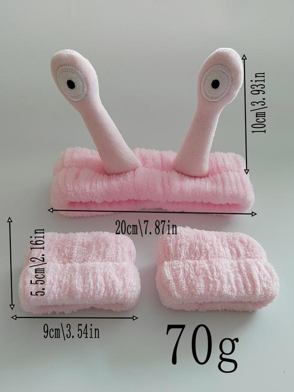 Cute Snail Tendons Hair Band & Wristband Set, for Face Wash/ Makeup, Hair Accessories for Women & Girls 5