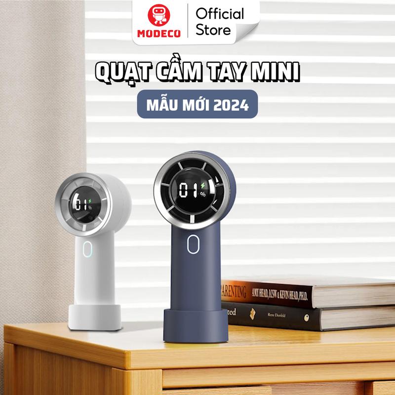  Quạt Mini Cầm Tay Sạc Điện Cao Cấp Modeco Mẫu Mới 2024 - 100 Tốc Độ Làm Mát Nhanh Màn Hình Led Hiển Thị Kỹ Thuật Số 