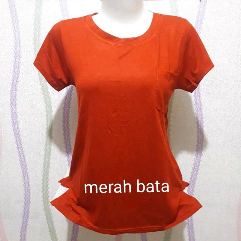kaos atasan wanita O neck modern trendy Rayon Spandex Baju Polos Oblong Basic Tebal Pendek 2