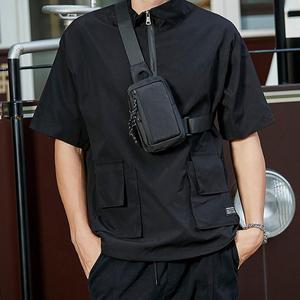 Bolso de cabestrillo de color sólido para hombre, bolso de pecho con correa ajustable deportivo informal, bolso bandolera de moda para uso diario