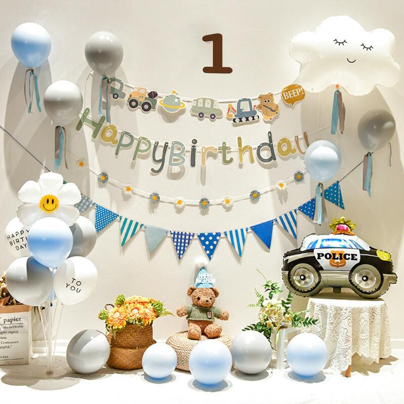 Set bóng bay trang trí sinh nhật cho bé trai chủ đề oto đầy đủ đồ siêu đẹp tặng kèm bơm tay và băng dính