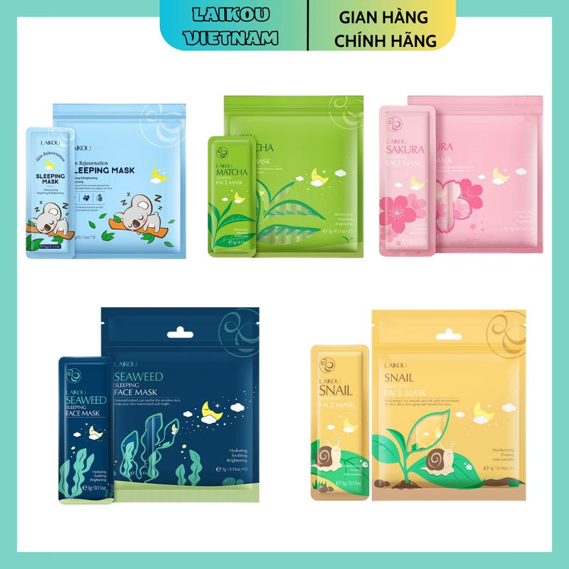 LaiKou Set 15 Gói Mặt Nạ Ngủ Không Chứa Cồn Skincare Mask Dưỡng Ẩm Da Dưỡng Da Mặt Làm Đẹp Da Đắp Mặt Nữ