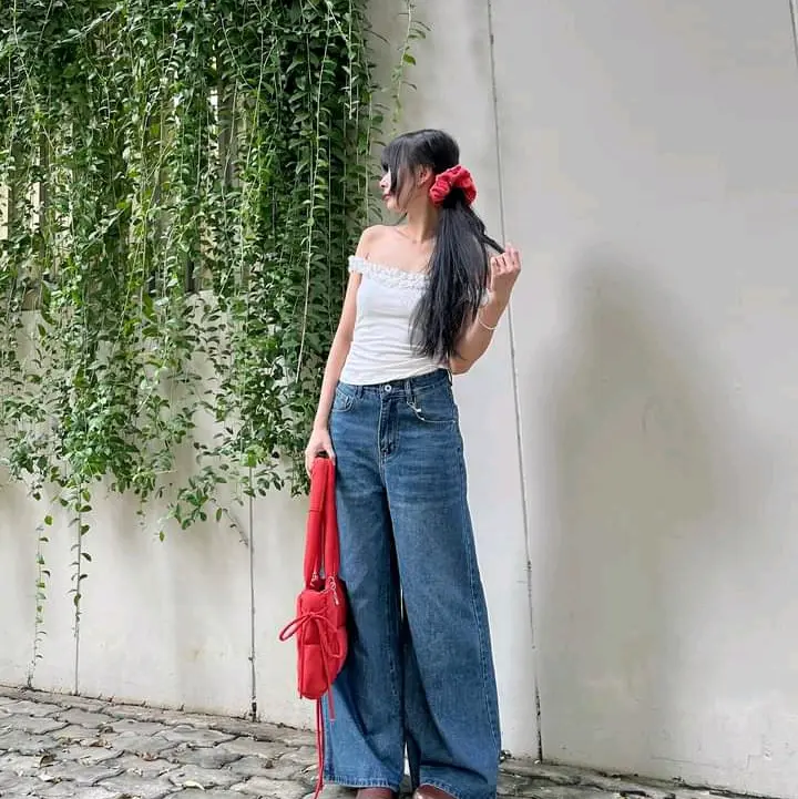 áo bona top trễ vai, vải thun trơn