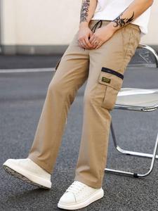 Men's Letter Multi-pocket Cargo Pants, Casual Comfy Trousers for Outdoor Activities, Men's Bottoms for All Seasons