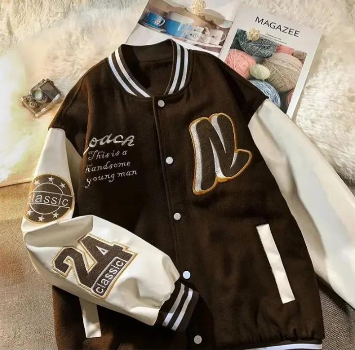 N COACK JAKET BASEBALL WANITA OVERSIZE | JAKET VARSITY BASEBALL WANITA OVERSIZE | JAKET KOREAN STYLE
