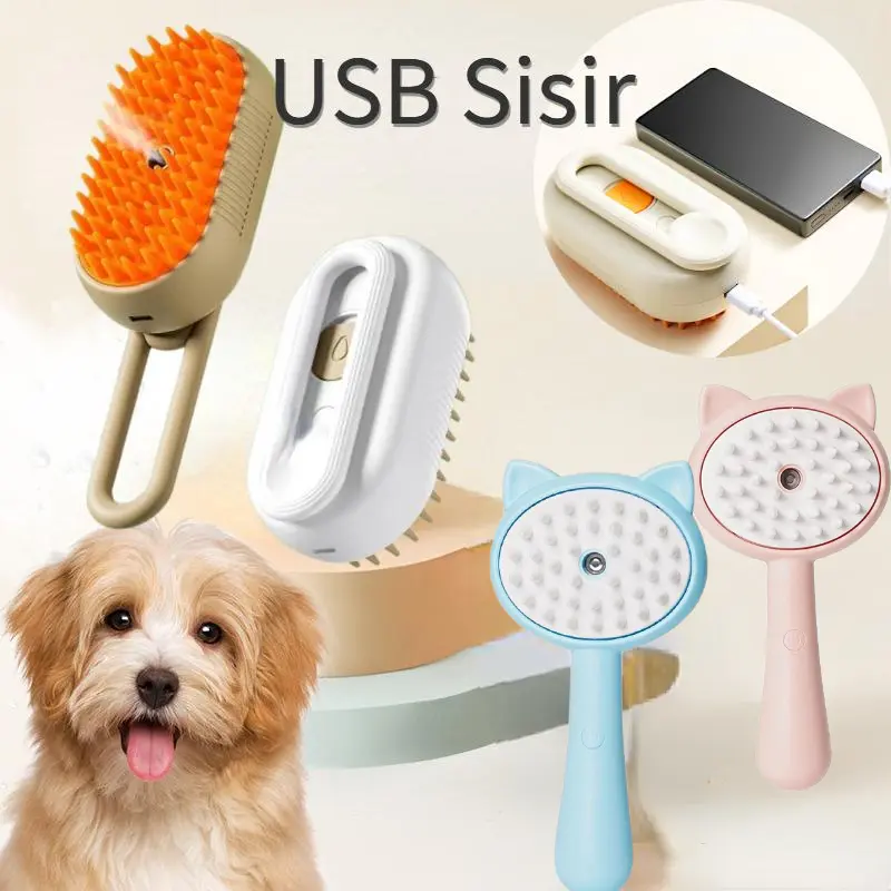 3 in 1 Pet Grooming Brush /Sikat Sisir Kucing Anjing Silikon Sisir Pijat Semprotan Hewan Peliharaan /Spray Sisir Mandi Pijat Hewan Peliharaan Sikat Silikon Anjing