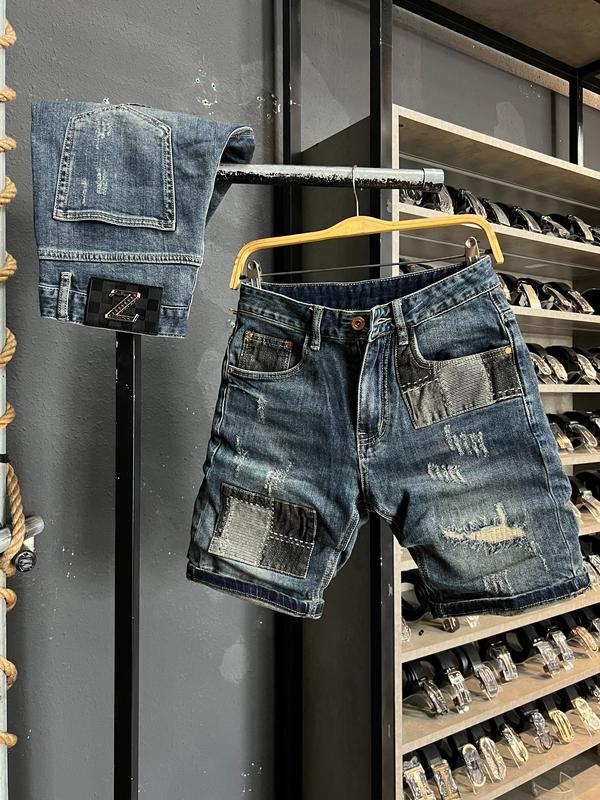 2 Mẫu Short + Dài Jean Denim Guangzhou 3015 -2911 Quần Jeans Nam Ngắn và Dài Dài Rách Đắp Vá K3 STORE QS2004 -J3000 Pants Menswear Có Túi