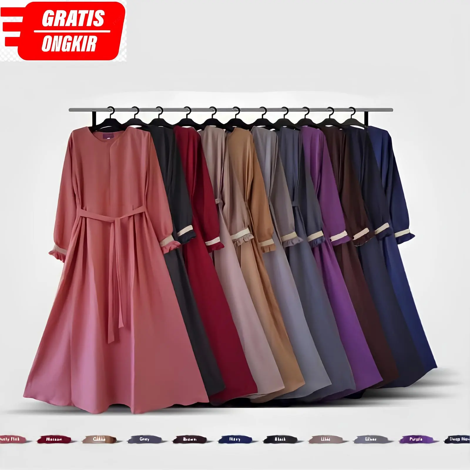 Gamis Katun Polos Dress Toyobo Madina Remaja Terbaru Kekinian Brukat • simpel