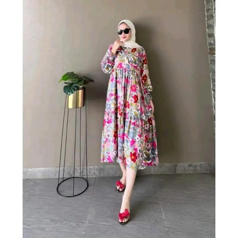 MIDI DRESS BUNGA RAYKA // MIDI KATUN BUNGA BY ZR