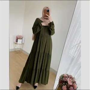 Gamis Jumbo Terbaru Rempel Susun Polos Rayon Katun Gamis Lebaran