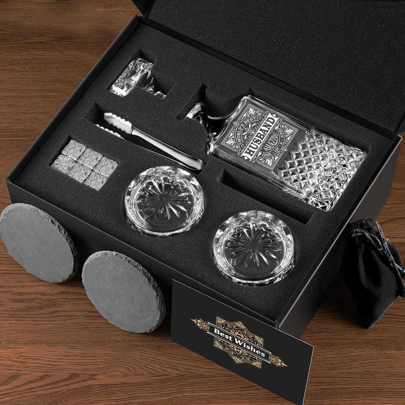 Whiskey Decanter Set, 1 Set Whiskey Decanter with 2 Glasses & Accessories, Bar Set for Home Kitchen Party, Gift for Husband & Grandpa 2
