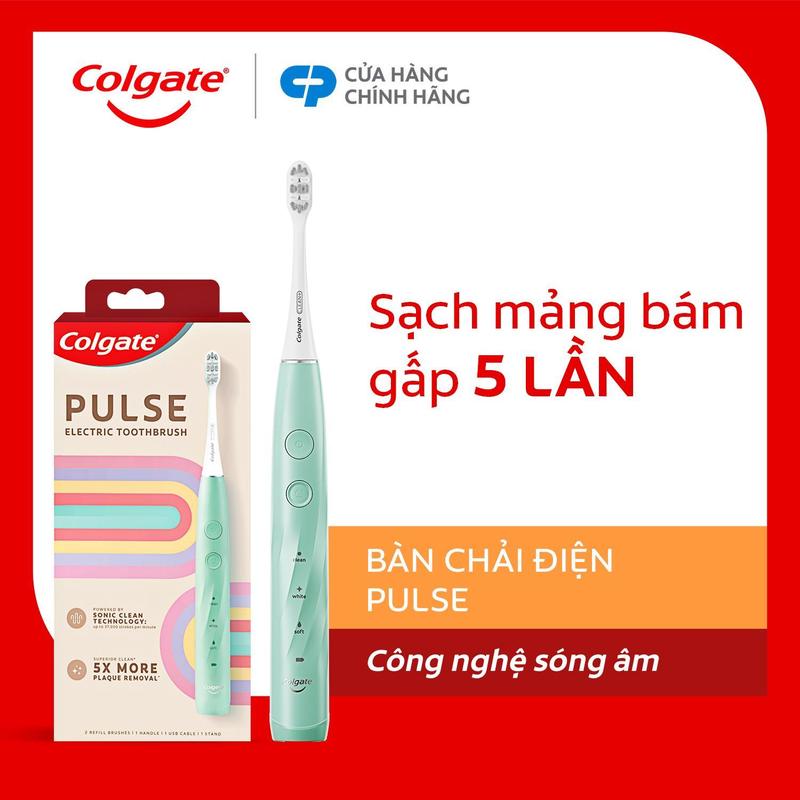 [DUY NHẤT 4-6.5]Bàn chải điện Colgate PULSE công nghệ sóng âm, sạch mảng bám, hỗ trợ Trắng Răng, pin 60 ngày 0