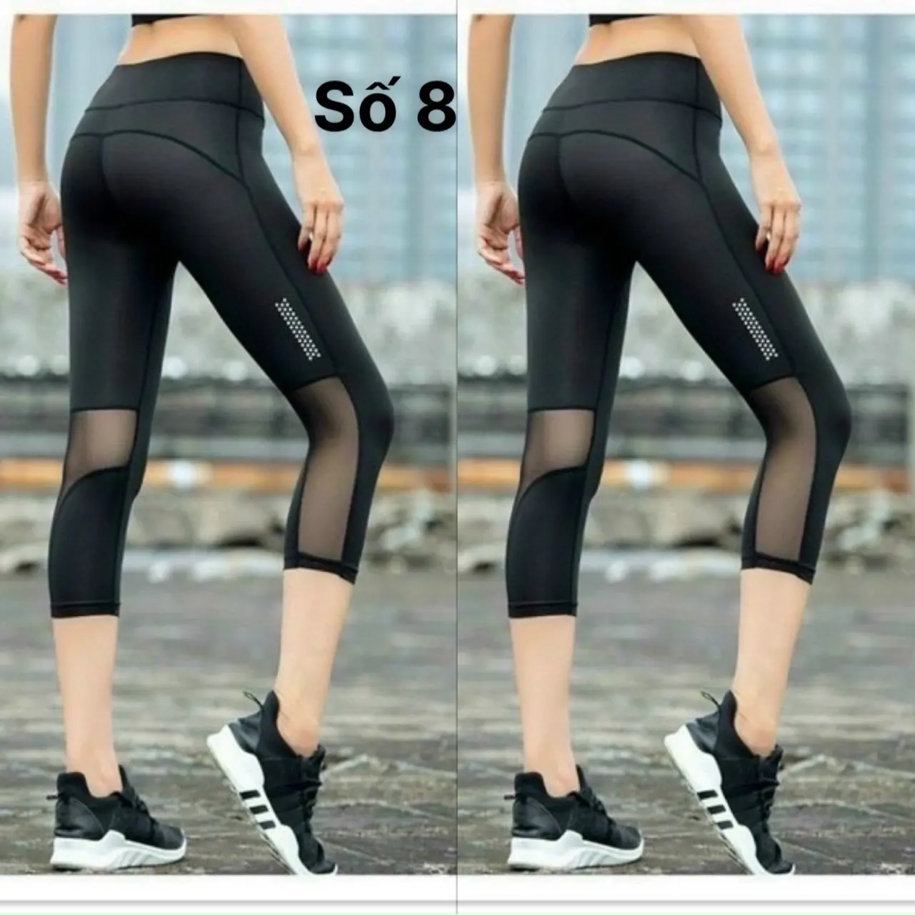 Quần Lửng Thể Thao Nữ Phối Lưới Tập Gym Yoga Aerobic Đi Chơi Thun Lạnh Cao Cấp Sport Legging Chạy Bộ Đi Chơi