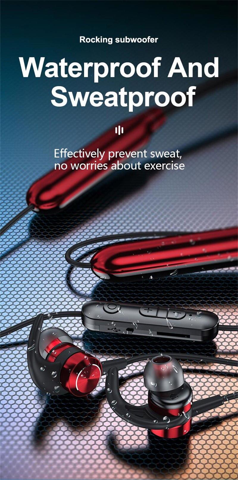 Product Introduction of Tai nghe không dây, ROR Chính Hãng, kiểu đeo cổ, có Bluetooth, có Micrô, Thích hợp cho thể thao, khử tiếng ồn, auriculares, Fone, thiết bị nghe nhạc Nhét Tai Earphone 29