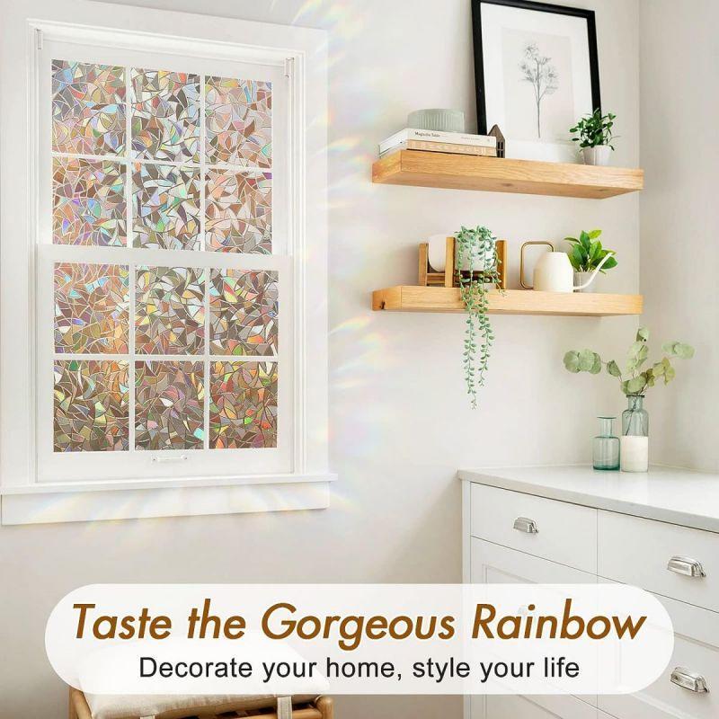 Irregular Pattern Window Film, 1 Roll Self Adhesive Privacy Window Film, Heat Insulation Window Film, Home Decorative Sticker for Living Room Bedroom 4