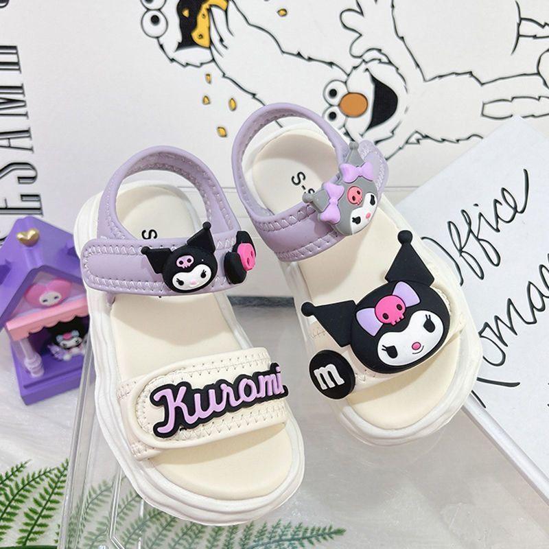 Dép Quai Hậu Kuromi Dép Đi Học Đế Bánh Mì Quai Dán Phối Màu Cho Bé Gái 2-15 Tuổi K101 dép  sandal  bé  gái