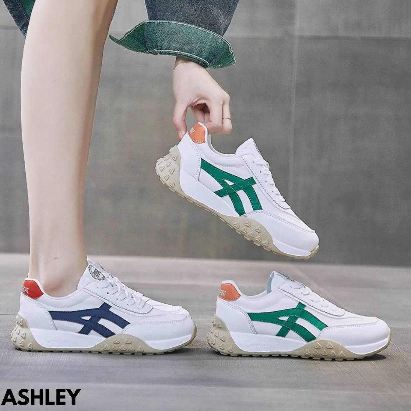 Sneakers Wanita Sepatu Keren Kekinian Cantik Moderen Trend Bahan Pu  Ashley