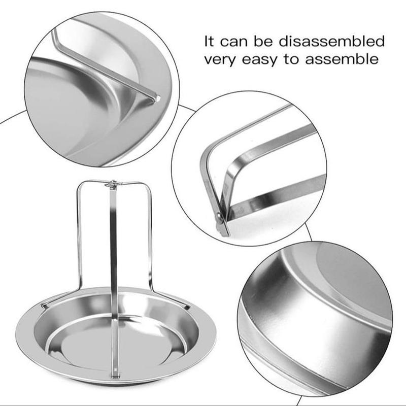 Portable Stainless Steel Grilled Chicken Plate, Removable Creative Turkey Rack, Multifunctional Outdoor Camping BBQ Grill Dish, BBQ Accessories 4