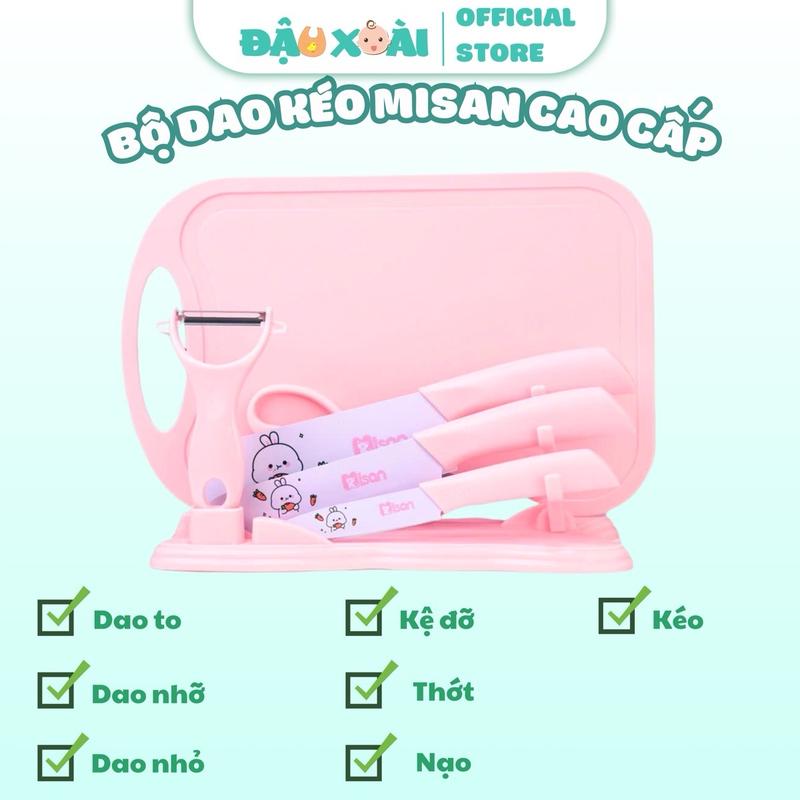 Bộ dao thớt Misan cao cấp 7 chi tiết chế biến đồ ăn dặm cho bé đầy đủ Kem Voi Kem Voi