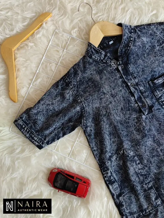 kemeja kurta jeans anak laki-laki 3-14Thn - kemeja anak - koko kurta pakistan - kemeja jeans Muslim Katun Katun 1