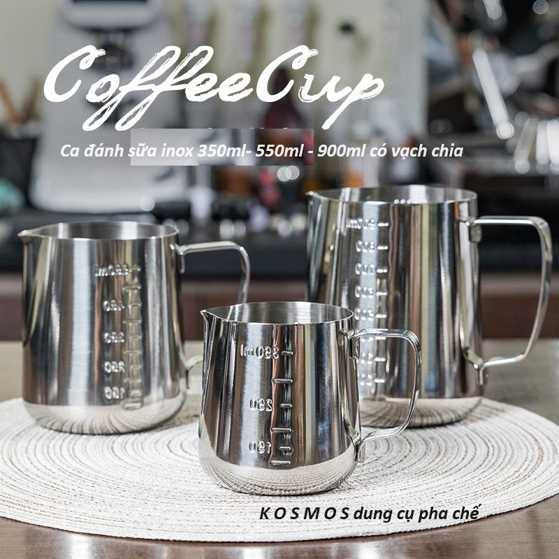  Ca đánh sữa inox  có vạch chia  350ml - 550ml - 900ml  100% inox 304  