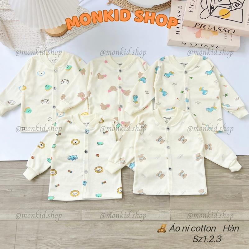 Combo 5 Áo Dài Tay Chất Liệu Nỉ Cotton Ấm Áp Mùa Thu Đông Cho Bé Sơ Sinh 0-9 tháng