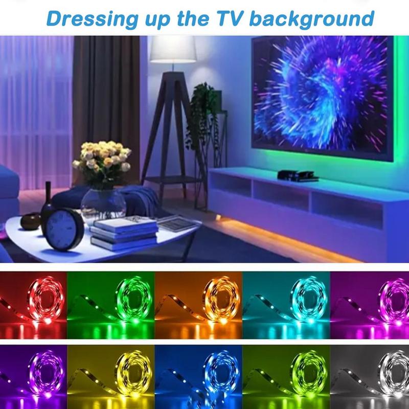 Product Introduction of RGB LED Strip Light, 1 Count USB Powered LED Strip Light with 24-Key Remote Control, Color Changing LED Ambient Light for Bedroom, Party, TV Backlighting, Modern Decorative Light 8
