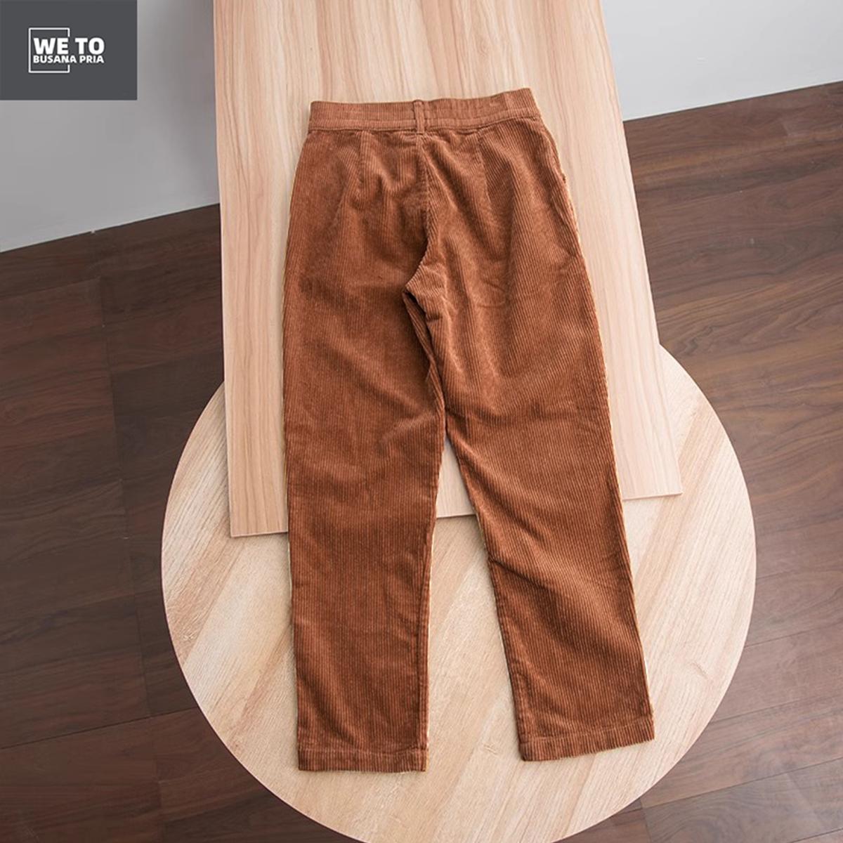 Celana corduroy pria celana gombrang pria oversize celana korduroy pria celana kasual Warna Moca unisex M-3XL Panjang Dewasa Cowok