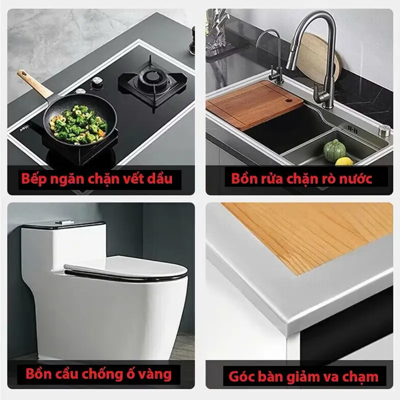 Cuộn băng keo nhôm bạc 5cmx5m dán viền bếp chống thấm nước chống dầu tiện dụng 7