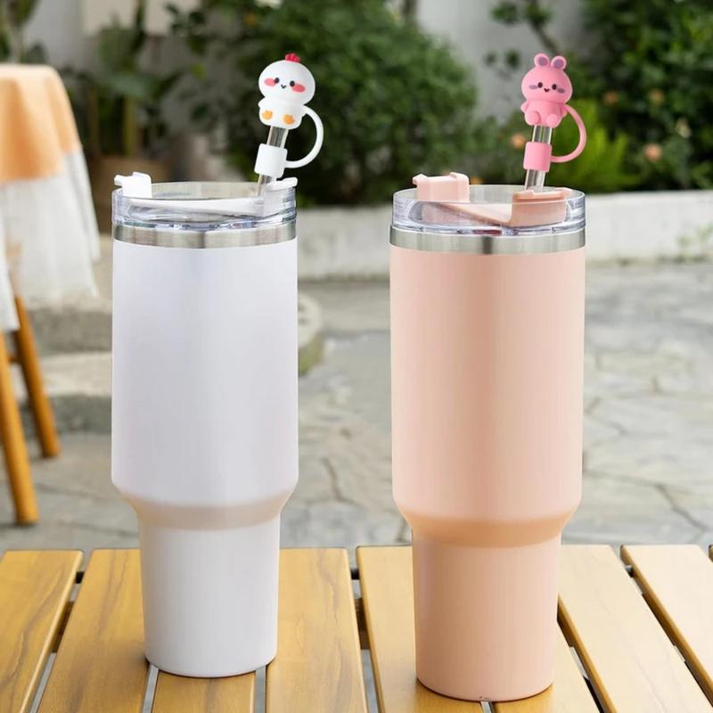 Phụ Kiện Cốc Uống Nước, Topper Ống Hút Hình Động Vật 10Mm, Nắp Ống Hút Silicon Chống Bụi, Đầu Ống Hút Tái Sử Dụng 3D, Thích Hợp Để Uống 4