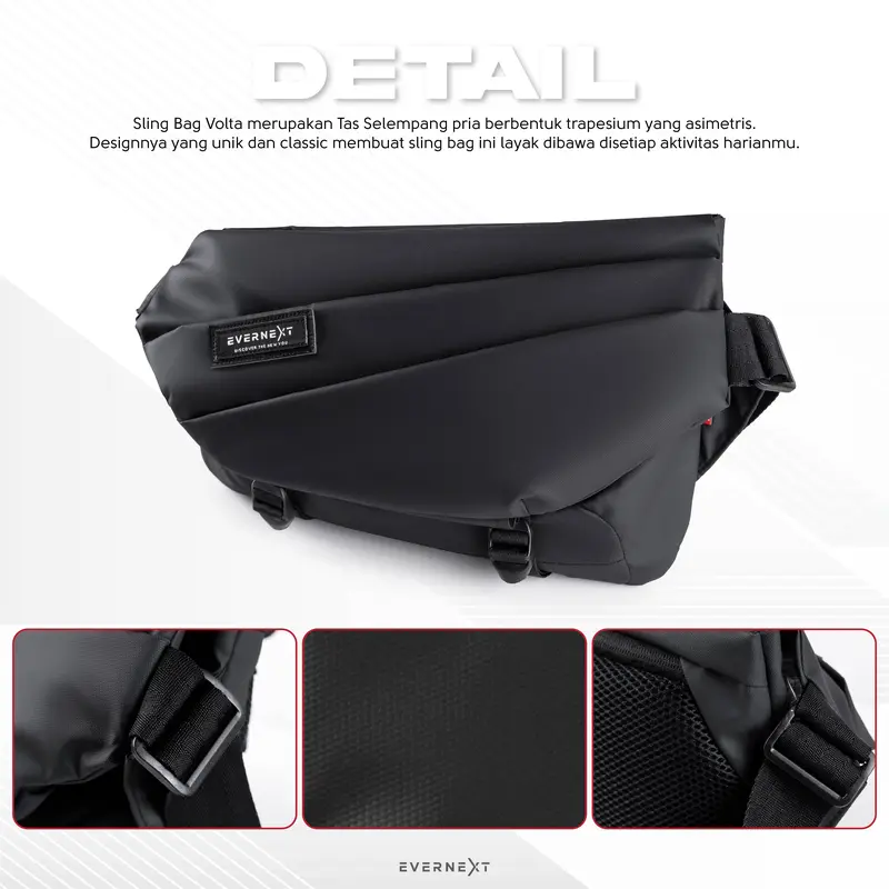 EVERNEXT Tas Selempang Wateproof Pria Sling Bag Pria Anti Air Messenger Bag Volta Tas Selempang Pinggang Multifungsi Pria 6