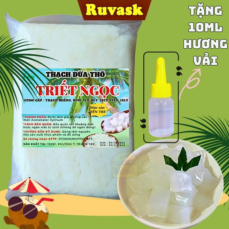 TẶNG HƯƠNG VẢI Thạch Dừa Thô 1KG Triết Ngọc ĐỦ SIZE Thơm Ngon - Thạch Dừa Khô Nguyên Liệu Thức Uống - Thạch Dừa Ruvask