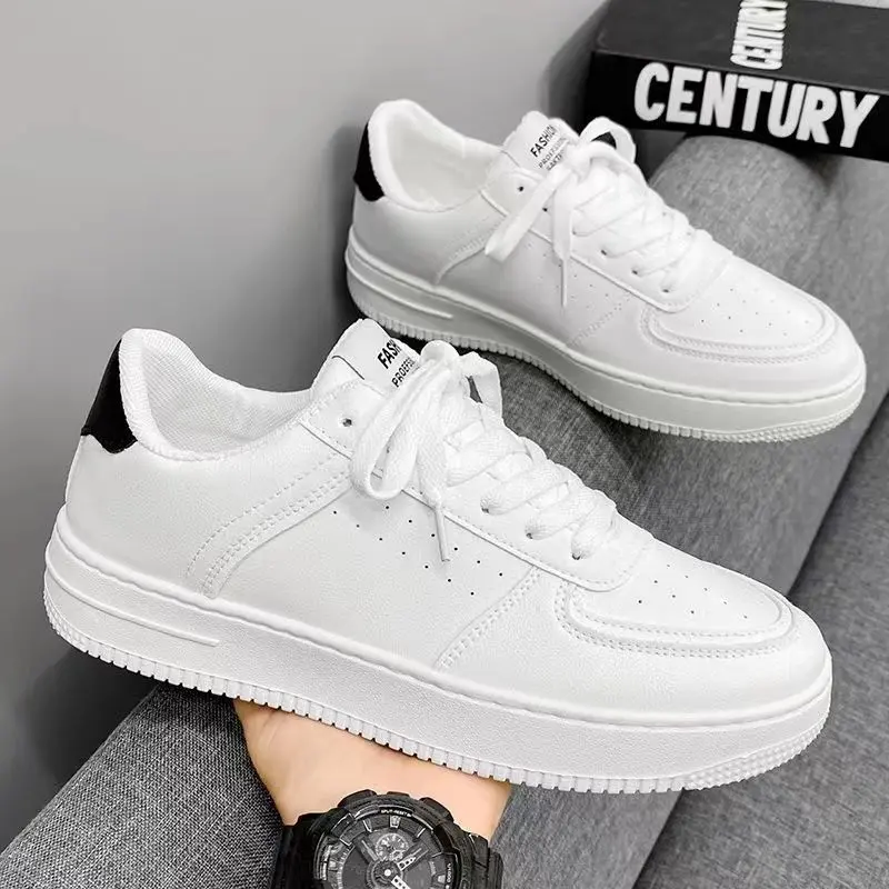 Men's White Sneakers Autumn Breathable Shoes Casual Versatile Men's Shoes 2023 New Student Pure White Sports Sneakers Boy