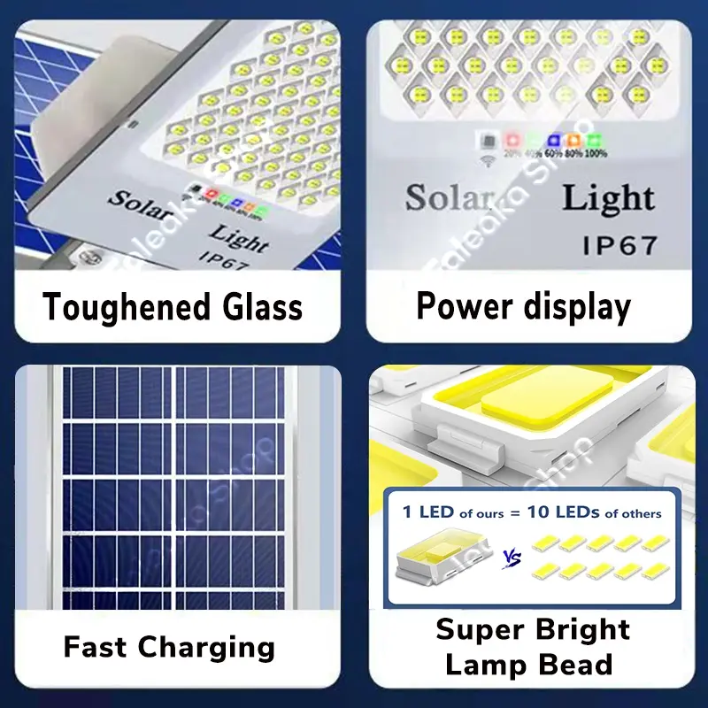 Super Terang 500W Lampu Jalan Tenaga Surya Otomatis Tahan 24 Jam Lampu Surya Matahari Lampu Taman Tenaga Surya Otomatis Outdoor Anti Air Ip67 Lampu Solar Cell LED Tenaga Matahari Untuk Taman Stadion Jalan Halaman Lapangan Basket 6