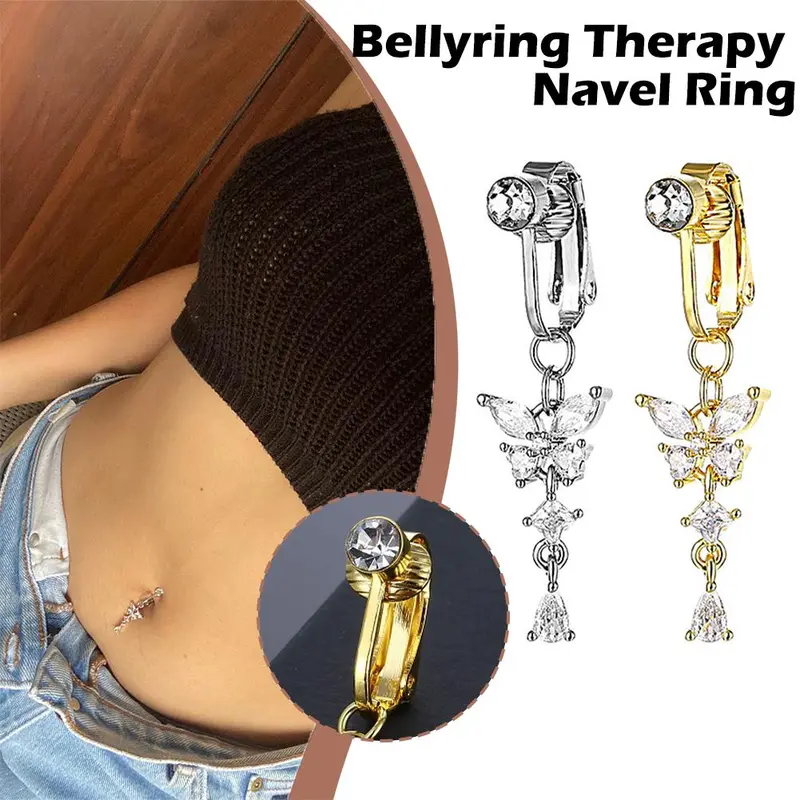 Khuyên Rốn Hình Bướm, Nhỏ Sáng Bóng, Không Cần Đục Lỗ, Phụ Kiện Móng Tay, Kẹp Gợi Cảm, Phong Cách Giả, G8L2 1