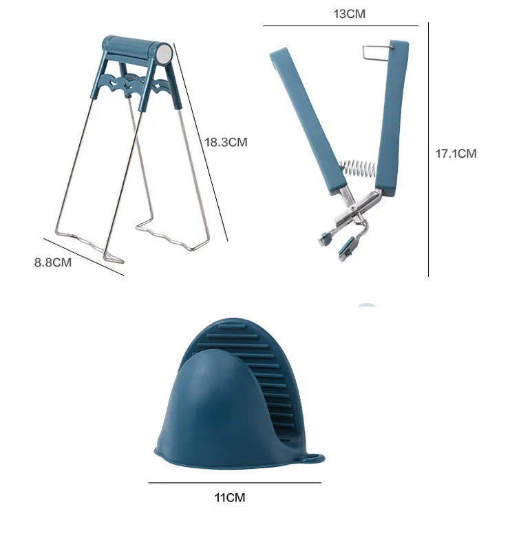Bộ 3 dụng cụ gắp nóng nhà bếp, bộ 2 kẹp + găng tay gắp chén dĩa, nhấc nồi cách nhiệt, chống nóng, chống phỏng tay an toàn tiện dụng 1