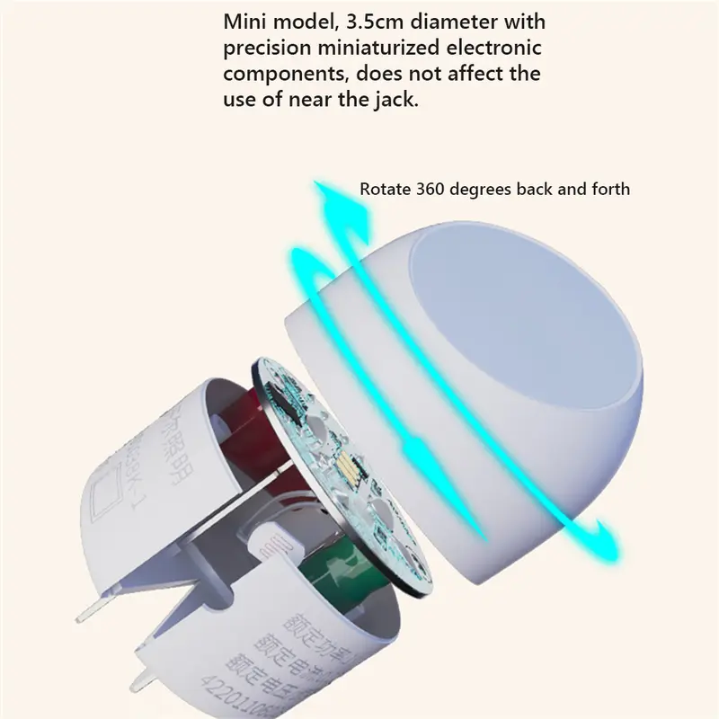 Đèn Ngủ Cảm Biến Điều Khiển Ánh Sáng Xoay 360 °, Chăm Sóc, Đèn Ngủ LED Cắm Điện Đèn Ngủ Mềm, Đèn Đầu Giường, Đèn Cho Bú, Bảo Vệ Mắt, Tiết Kiệm Năng Lượng 2