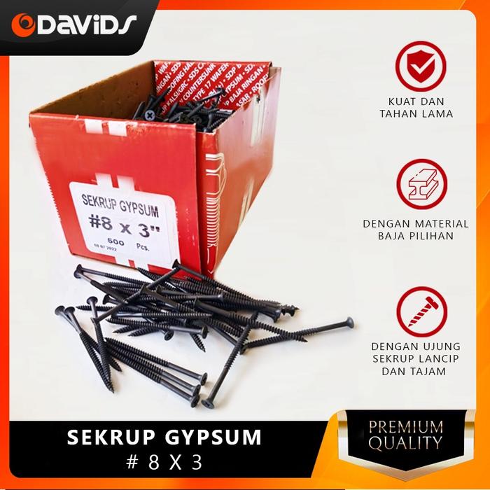 Gambar Sekrup Gypsum Skrup Gipsum Drywall Baja Hitam Kayu 7cm 8x3 Lion 20 pcs dari DAVIDS TOOL Kota Malang Tokopedia