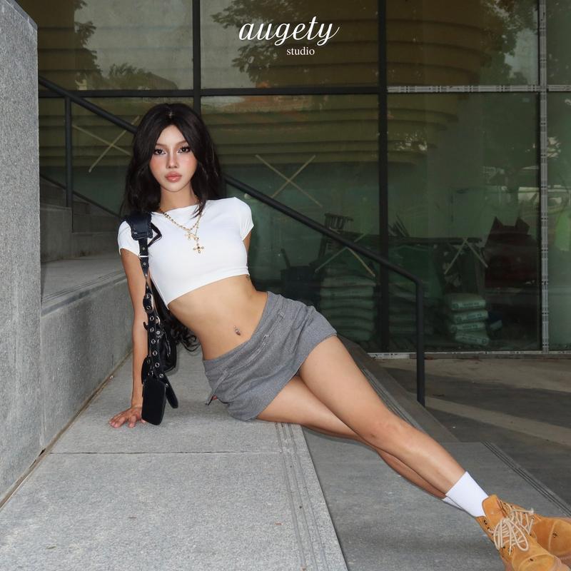 Áo Croptop Form Ôm Cổ Thuyền Nữ, AMBER TOP AUGETY