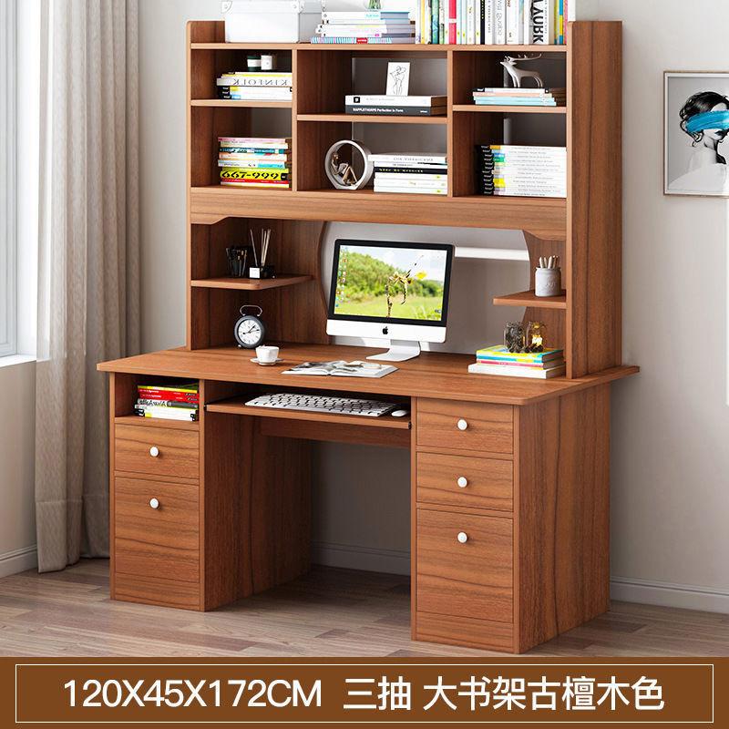 {Sg Sales} Study Table with Bookshelf Computer Desk Home Desktop Desk with Large Bookshelf Desk Combination Bedroom Office Writing Desk Study Table with Drawer 4